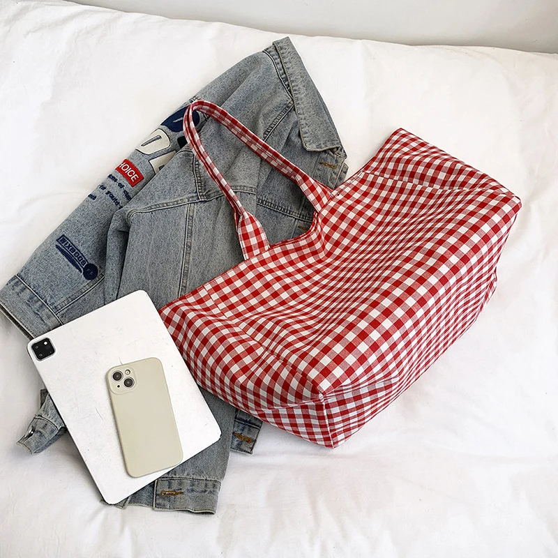 Stylische Gingham-muster Strandtasche