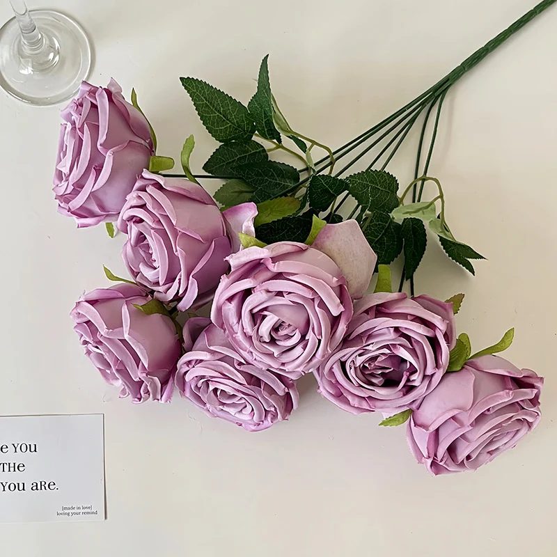 Realistische Künstliche Rosenblüten mit Blättern Karnz