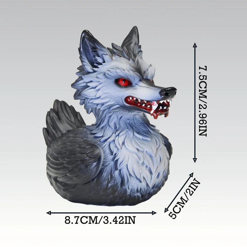 Gruselige Gummi-Ente mit Wolf-Motiv Karnz