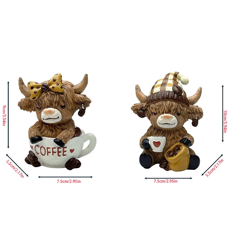 Dekofigur eines Highlandrinds mit Accessoires Karnz