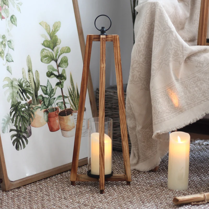 Elegante Laterne aus Holz und Glas Karnz
