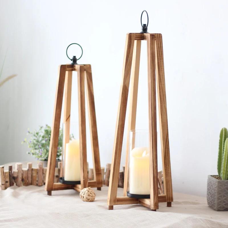 Elegante Laterne aus Holz und Glas Karnz