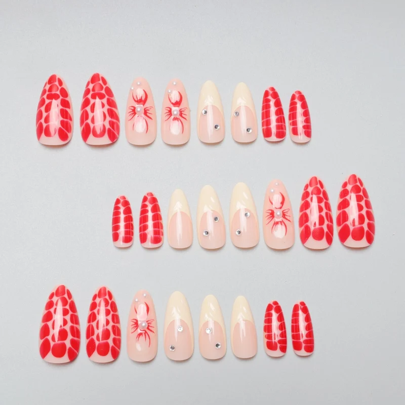 Künstlerische Florale und Textur Stiletto Nagelverlängerungen Karnz