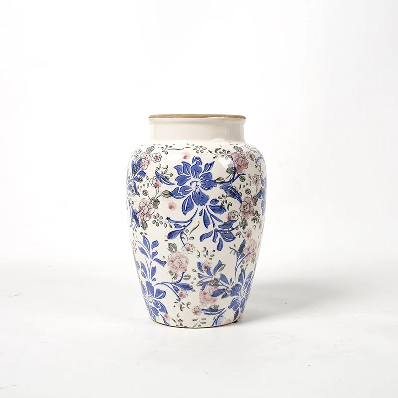 Florale Keramik Vase mit kunstvollem Design Karnz