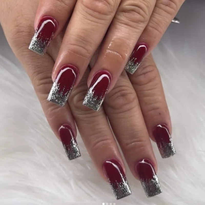 Glitzernde Farbverlauf Press-On Nagelspitzen Karnz