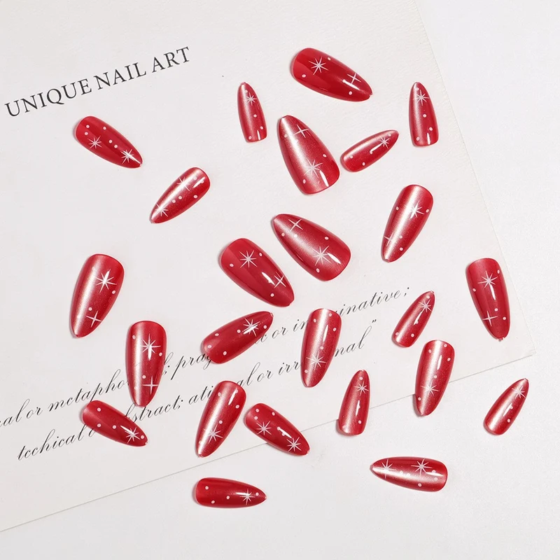 Glitzerndes mandelförmiges Press-On-Nagelset Karnz