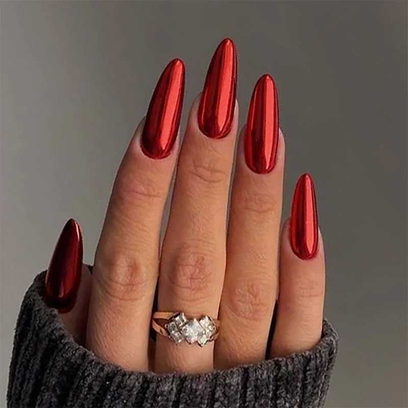 Elegantes Spiegel-Finish Press-On Nail Set Karnz