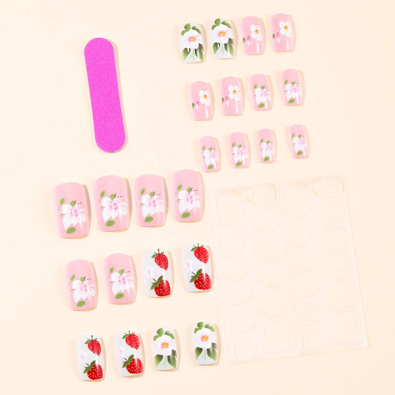 Erdbeer Blumen Nagelkunst Set Karnz