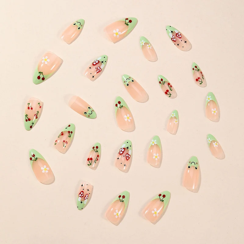 Verspielte Blumige Nagelkunst Verlängerungen Karnz