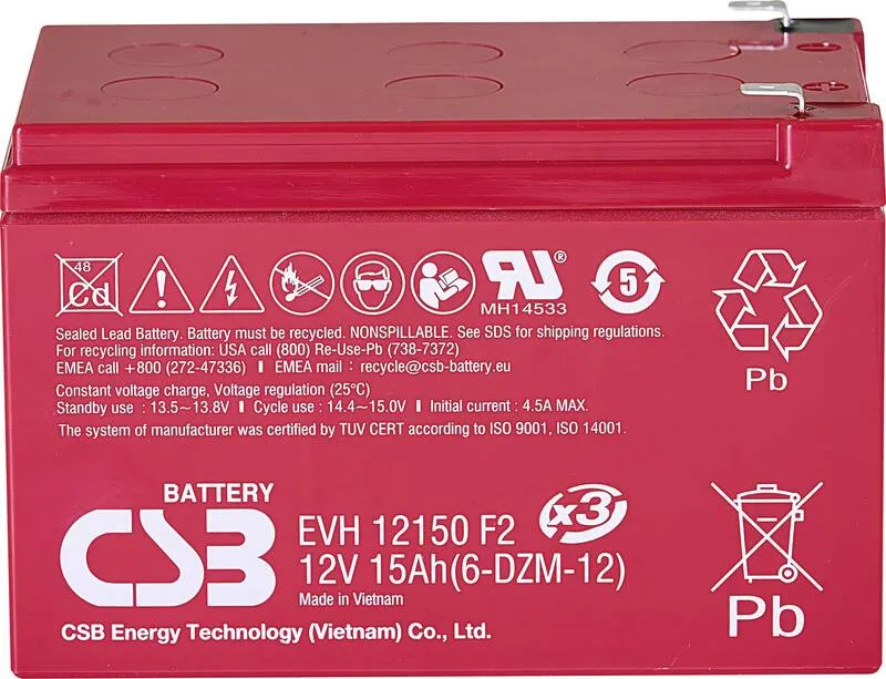 B-Ware CSB Bleiakku EVH12150X3 Batterie 12V 15Ah zyklenfest AGM Akku Industrial-Akku