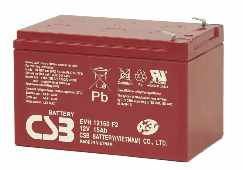 B-Ware CSB Bleiakku EVH12150X3 Batterie 12V 15Ah zyklenfest AGM Akku Industrial-Akku