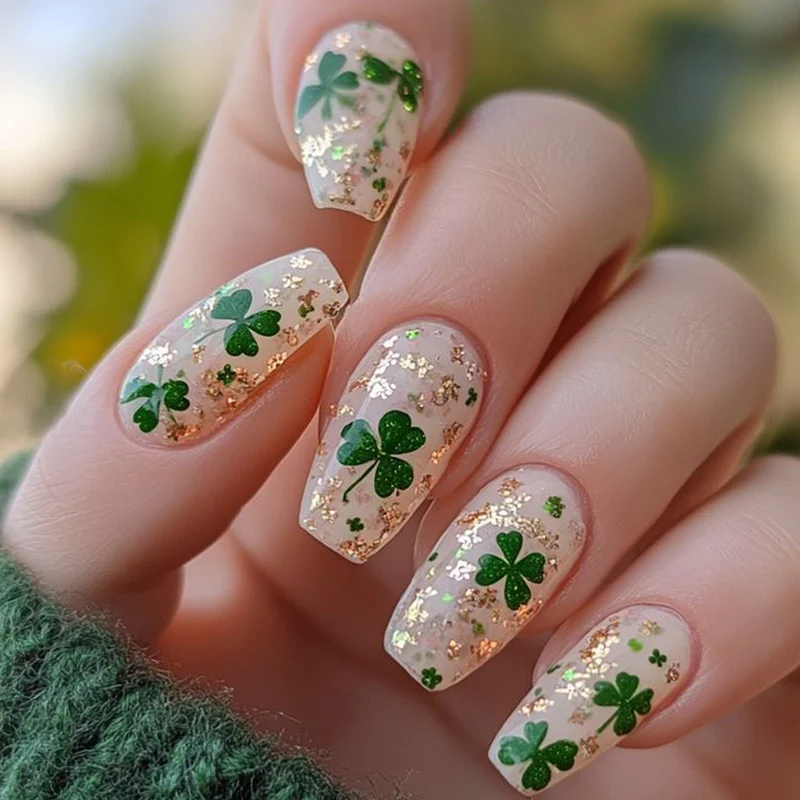 Blumige Glitzer-Gel-Nagelverlängerungen Karnz