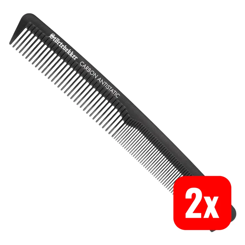 B-Ware Störtebekker Haarkamm Kamm Carbon Bartkamm Friseurkamm Styling Schwarz 2 STÜCK