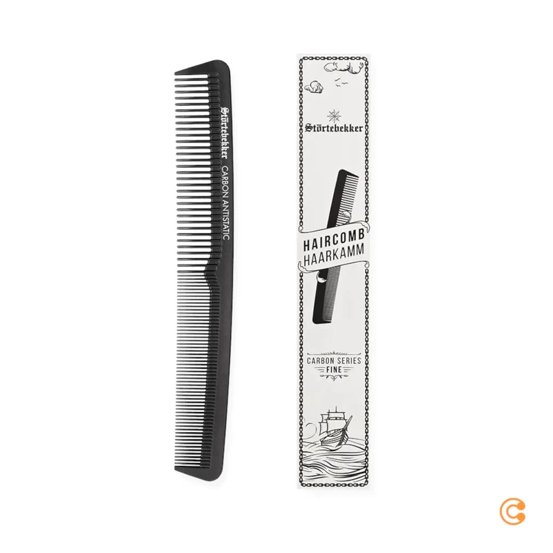 B-Ware Störtebekker Haarkamm Kamm Carbon Bartkamm Friseurkamm Styling Schwarz 2 STÜCK