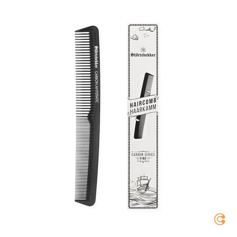 B-Ware Störtebekker Haarkamm Kamm Carbon Bartkamm Friseurkamm Styling Schwarz 2 STÜCK