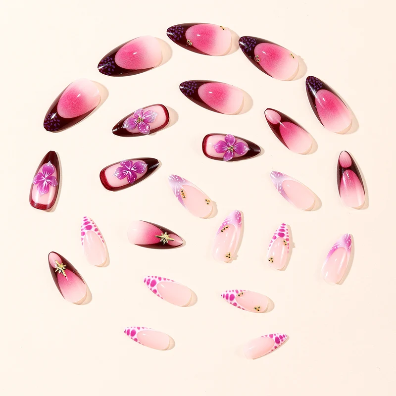 Floral-Accent Stiletto Nagelkunst Verlängerungen Karnz