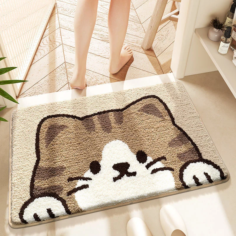Niedlicher katzenmotivierter plüsch badematte