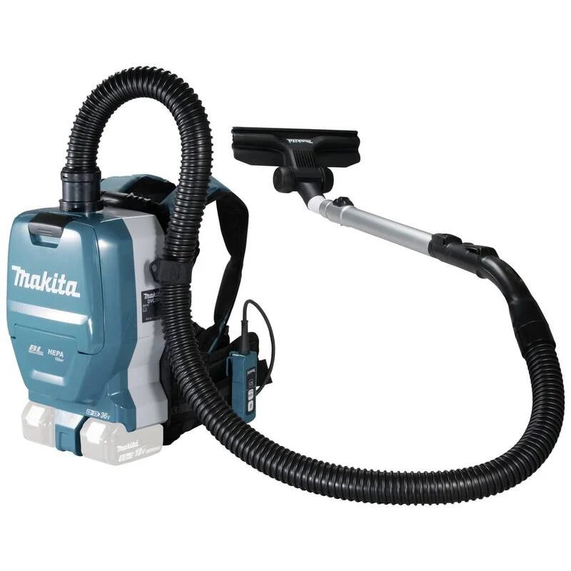 B-Ware Makita Akku-Rucksackstaubsauger 2x18V akkubetrieben Staubsauger 70dB türkis