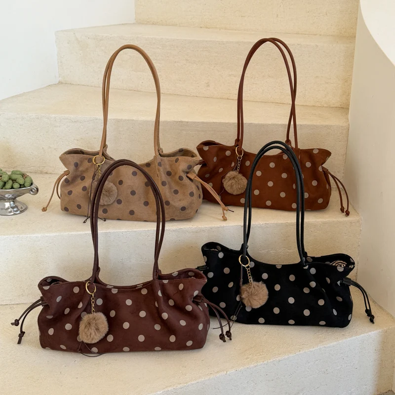 Chic Polka Dot Hobo Tote Bag