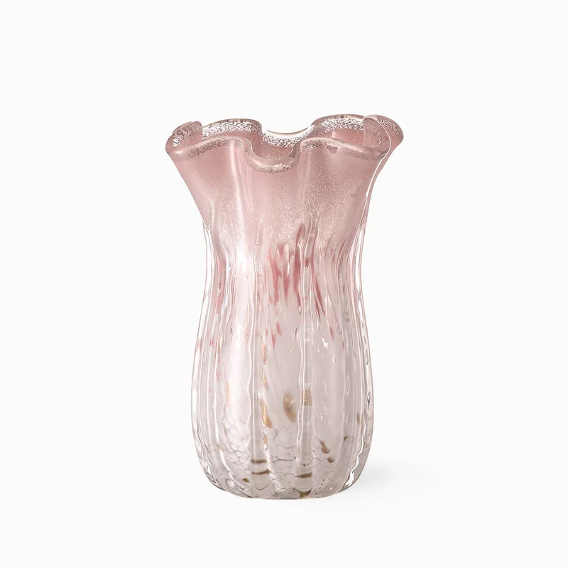 Skulpturale gewellte Kunstglas Dekovase Karnz