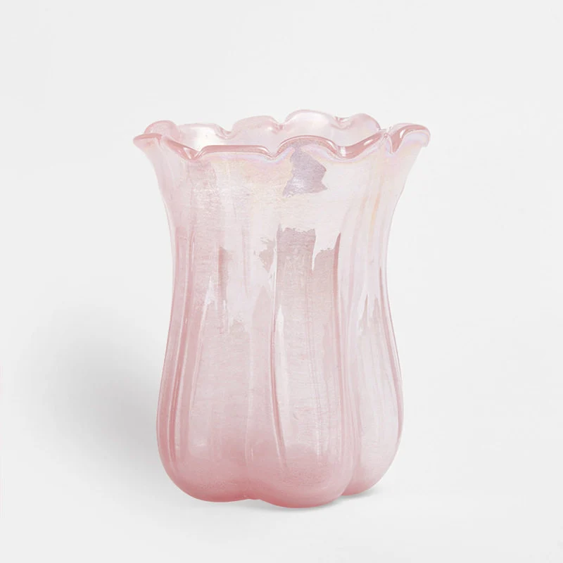 Handgeblasen Rüschentulpen Kunstglas Dekorative Vase Karnz
