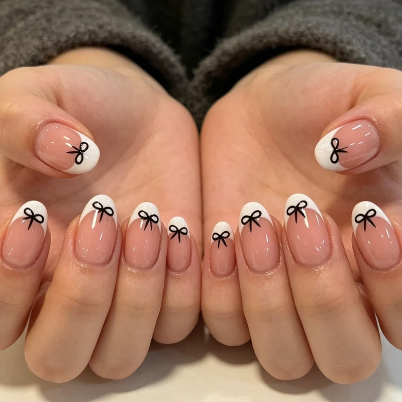 Künstlerische Schleifen-verzierte Nagelkunst Karnz