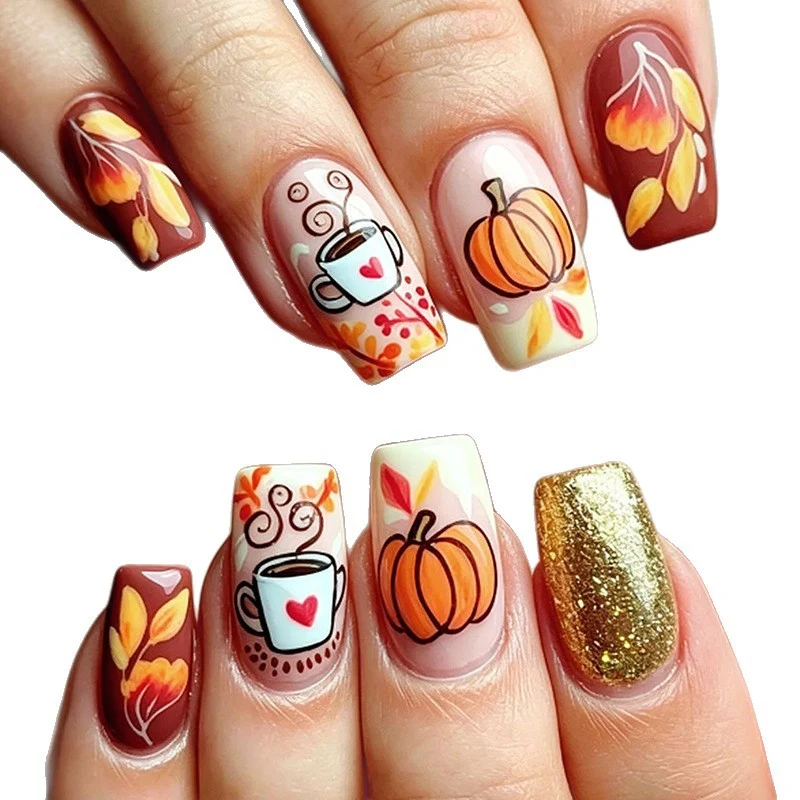 Künstlerische herbstliche Nagelkunst Karnz