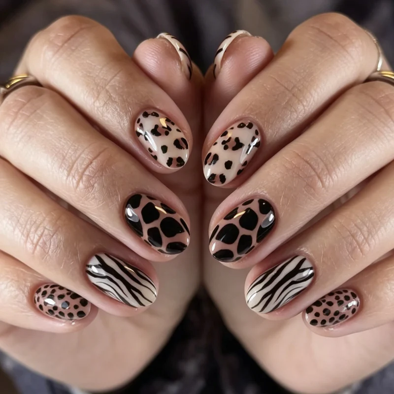 Animal Print Acryl Nagelset Karnz