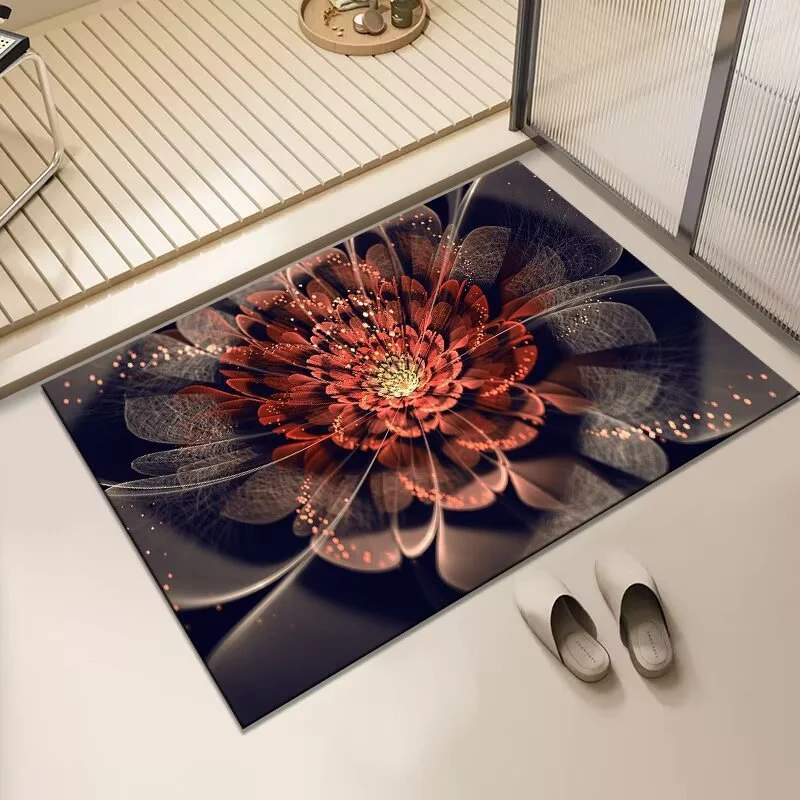 Florales Design rutschfester Badteppich